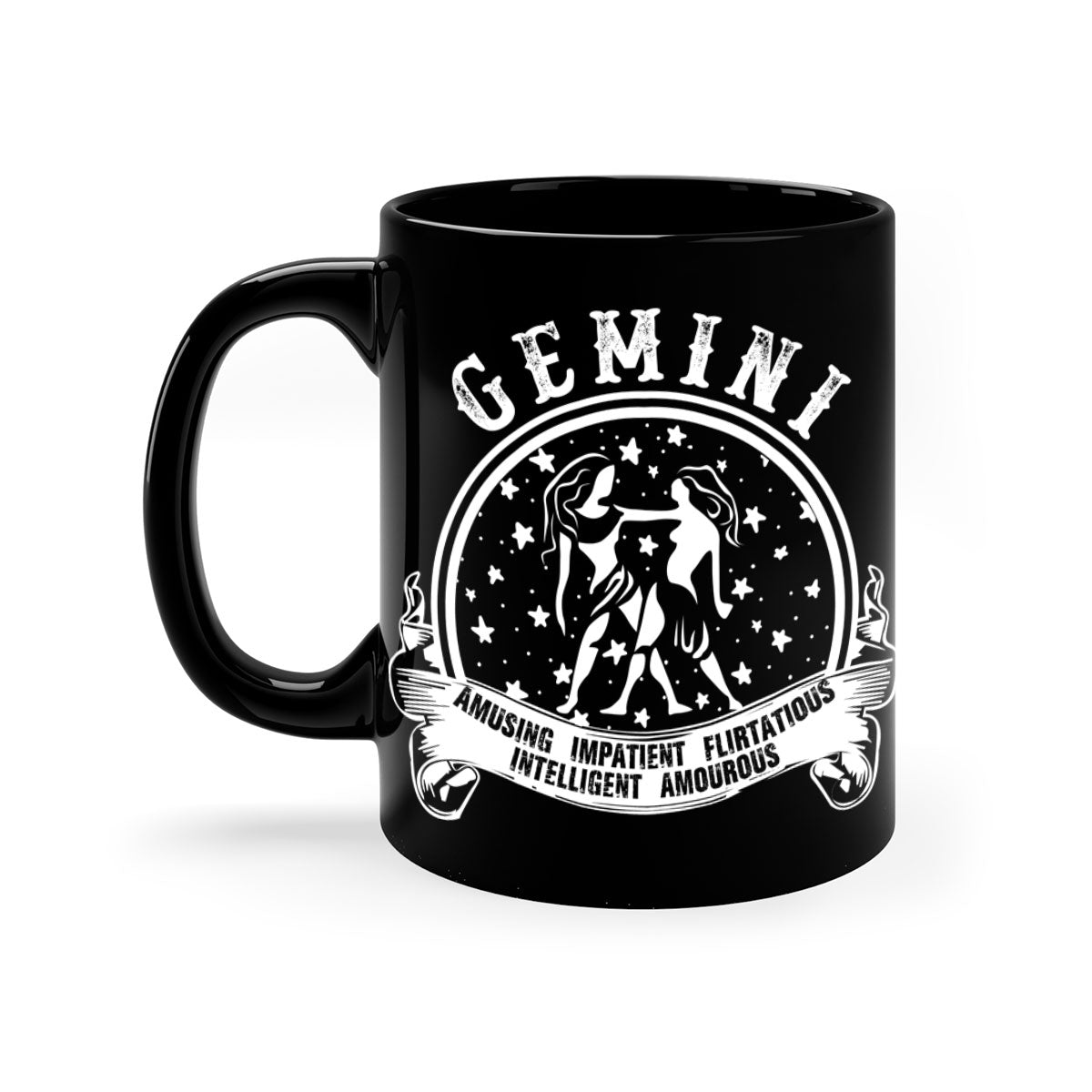 Gemini 10# Mug featuring a two-tone design with a colored handle and glossy finish, available in multiple colors and sizes.