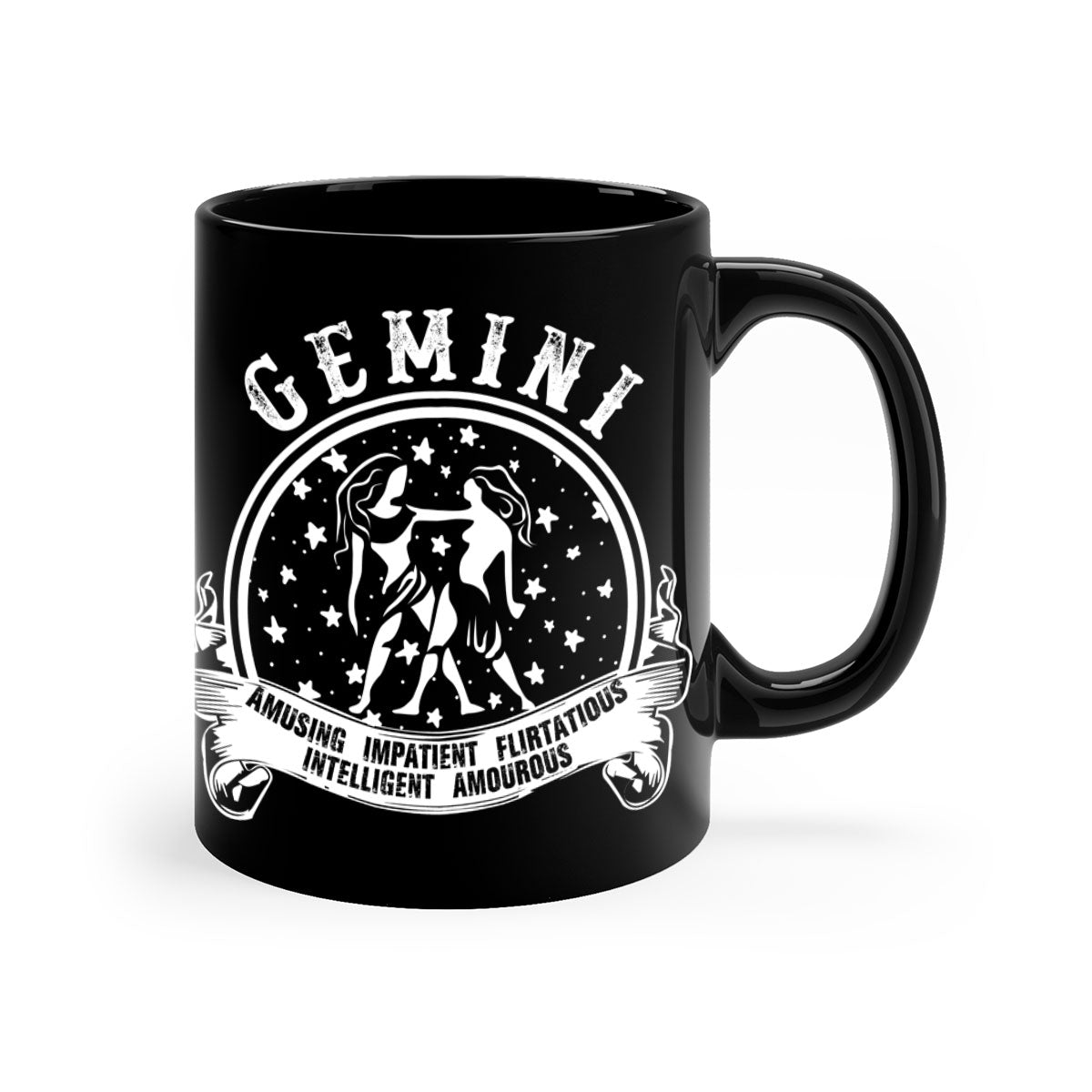 Gemini 10# Mug featuring a two-tone design with a colored handle and glossy finish, available in multiple colors and sizes.