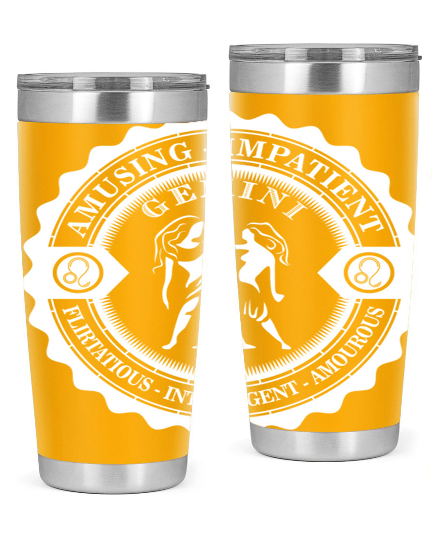 Gemini 12# Zodiac Tumbler in stainless steel with a stylish design, perfect for hot and cold beverages.
