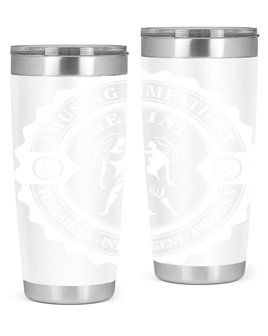 Gemini 12# Zodiac Tumbler in stainless steel with a stylish design, perfect for hot and cold beverages.