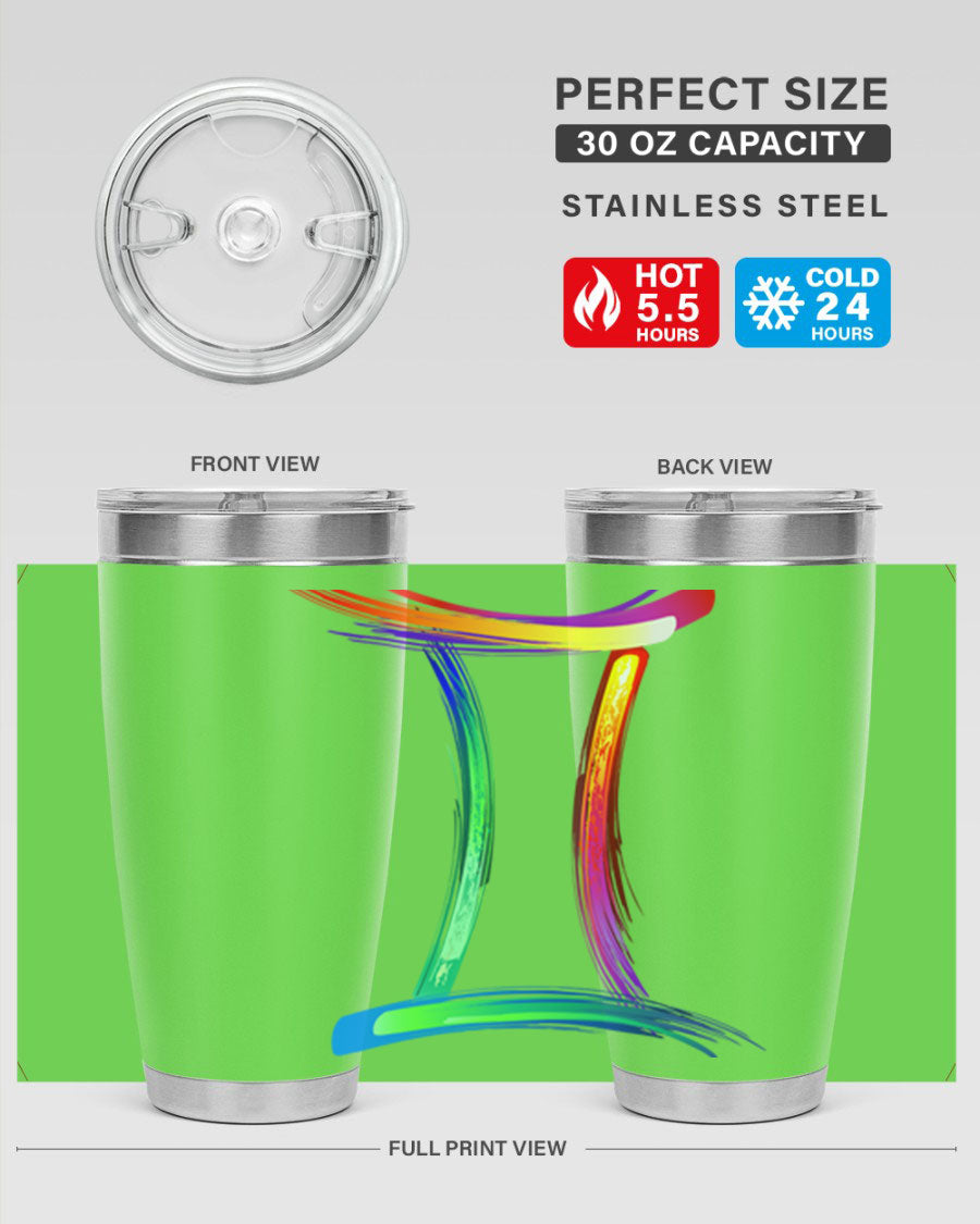 Gemini 222# Tumbler in stainless steel with a stylish design, featuring a drink-thru lid and double wall vacuum insulation.