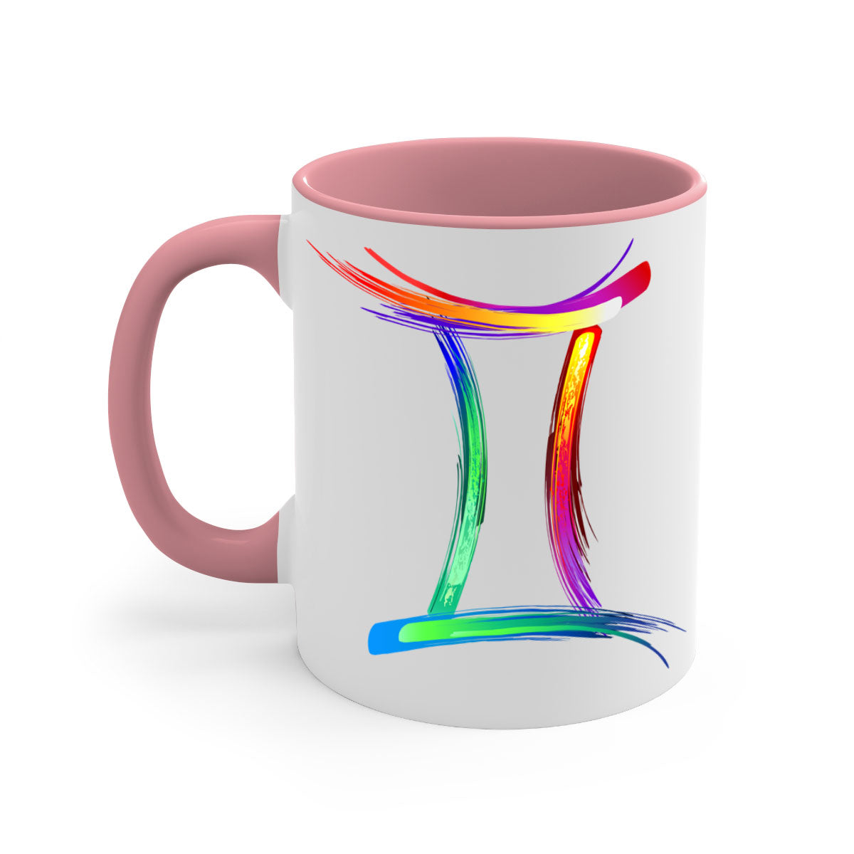 Gemini 222# Mug featuring a two-tone design with a colored handle and glossy finish, available in multiple colors and sizes.