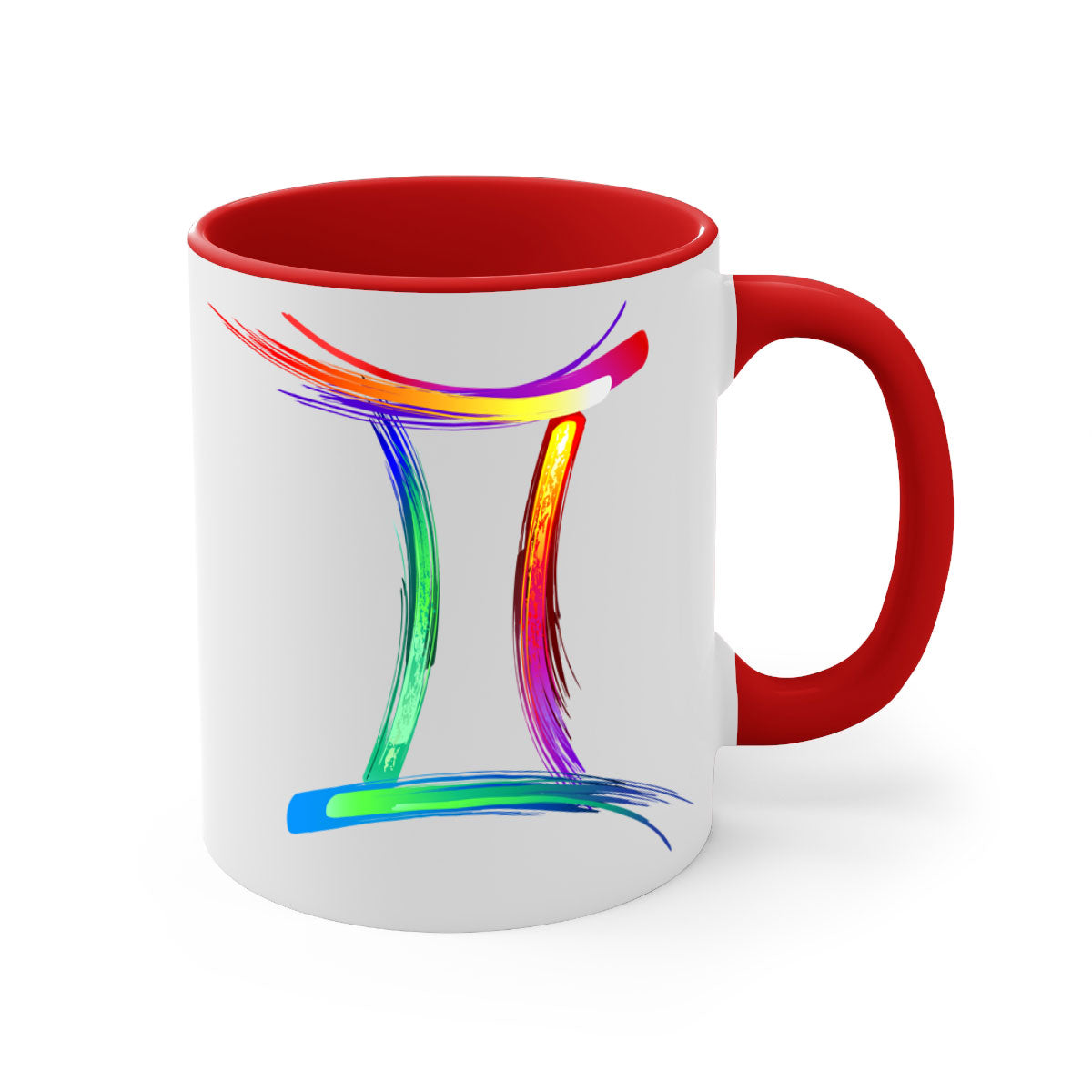 Gemini 222# Mug featuring a two-tone design with a colored handle and glossy finish, available in multiple colors and sizes.