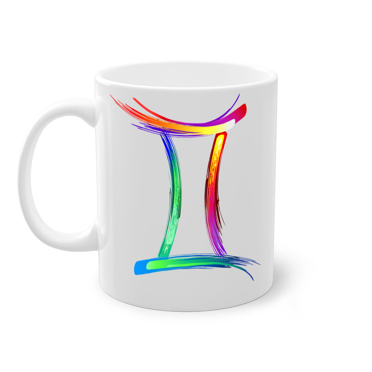Gemini 222# Mug featuring a two-tone design with a colored handle and glossy finish, available in multiple colors and sizes.