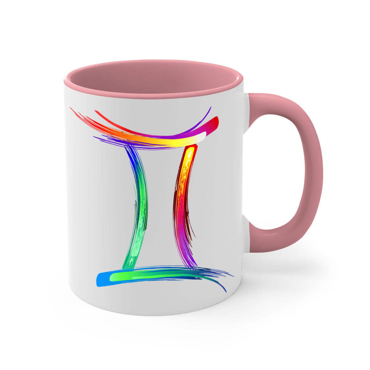 Gemini 222# Mug featuring a two-tone design with a colored handle and glossy finish, available in multiple colors and sizes.