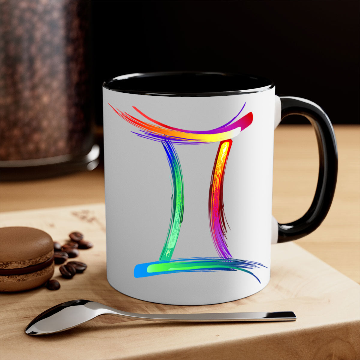 Gemini 222# Mug featuring a two-tone design with a colored handle and glossy finish, available in multiple colors and sizes.