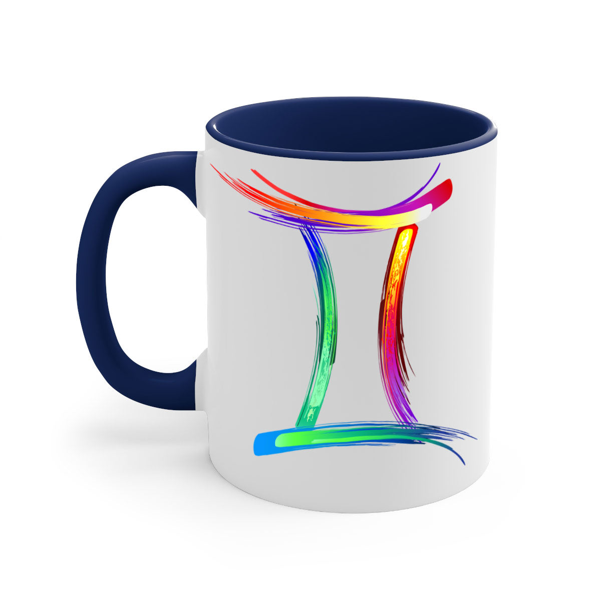 Gemini 222# Mug featuring a two-tone design with a colored handle and glossy finish, available in multiple colors and sizes.