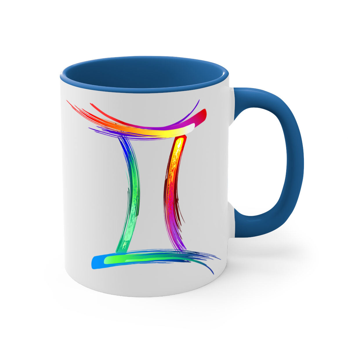 Gemini 222# Mug featuring a two-tone design with a colored handle and glossy finish, available in multiple colors and sizes.