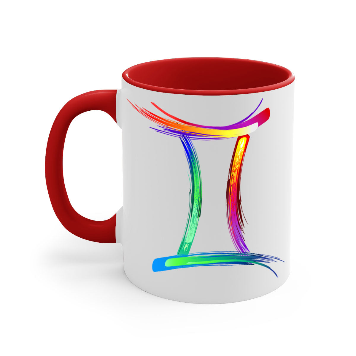 Gemini 222# Mug featuring a two-tone design with a colored handle and glossy finish, available in multiple colors and sizes.