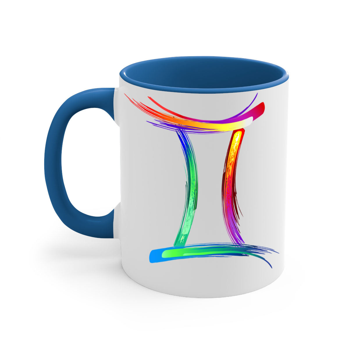 Gemini 222# Mug featuring a two-tone design with a colored handle and glossy finish, available in multiple colors and sizes.