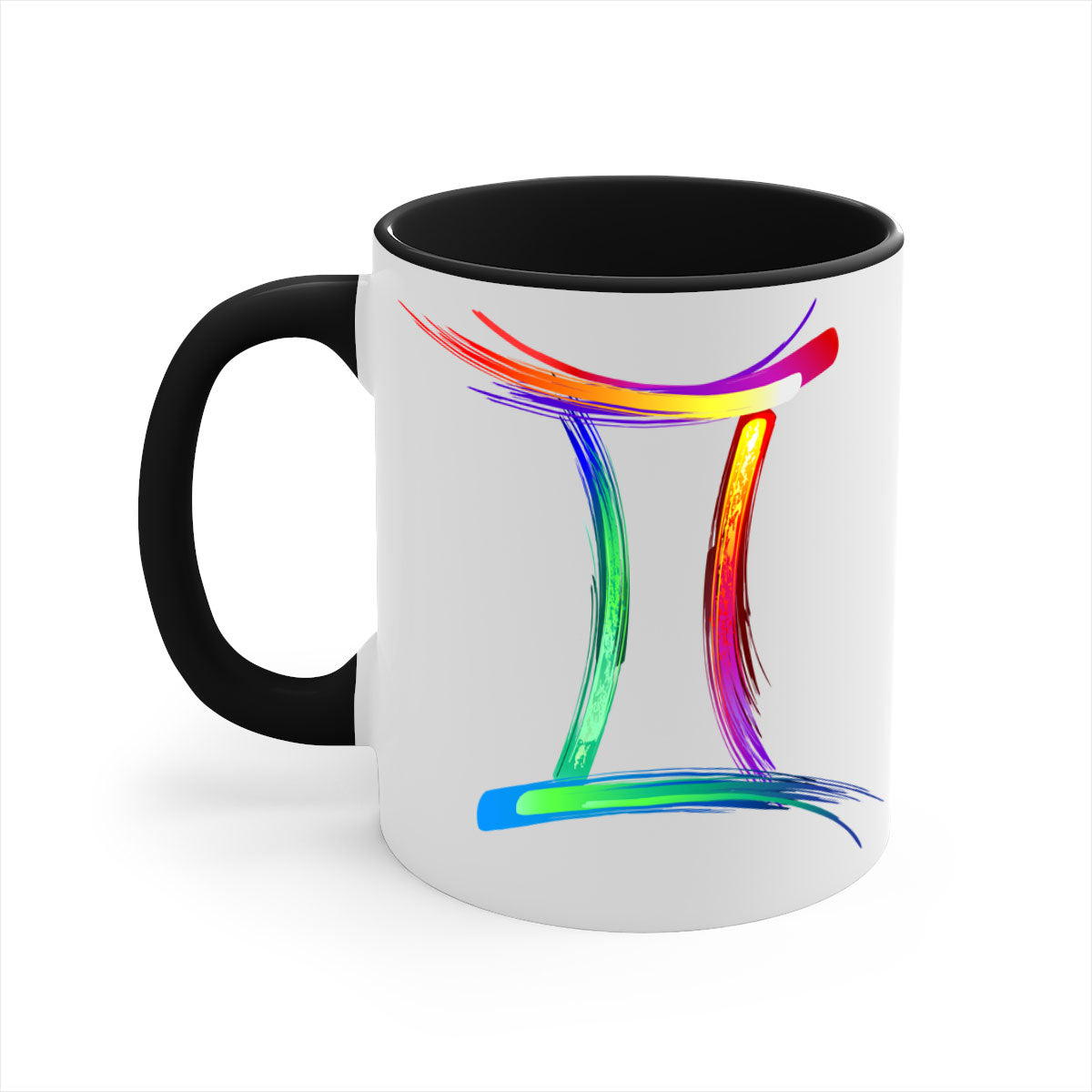 Gemini 222# Mug featuring a two-tone design with a colored handle and glossy finish, available in multiple colors and sizes.