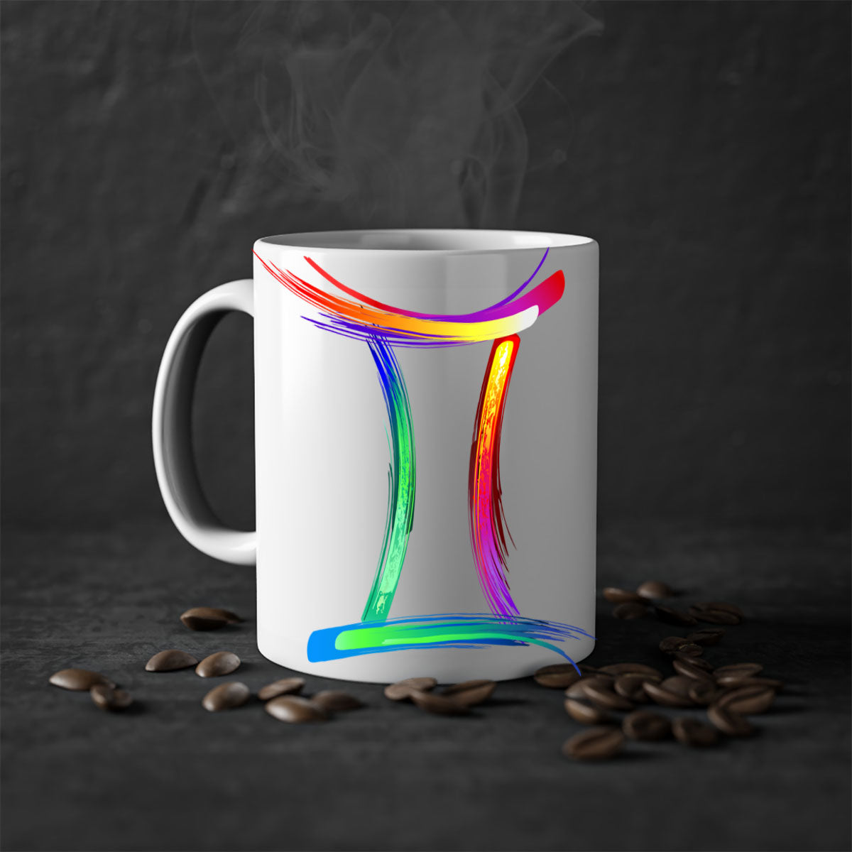 Gemini 222# Mug featuring a two-tone design with a colored handle and glossy finish, available in multiple colors and sizes.