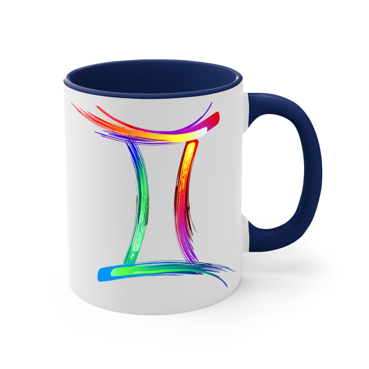 Gemini 222# Mug featuring a two-tone design with a colored handle and glossy finish, available in multiple colors and sizes.