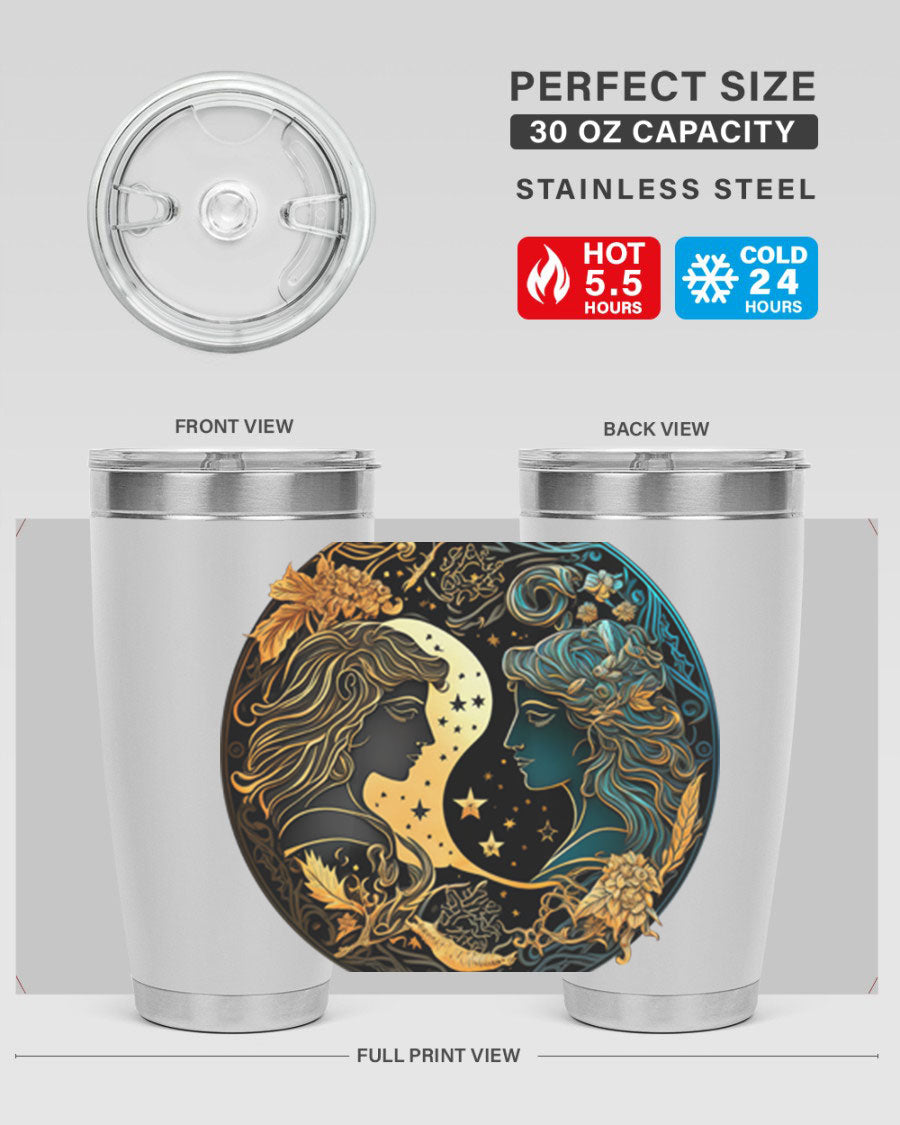 Gemini 216# 20oz Tumbler made of stainless steel with a sleek design, featuring a press-in lid and copper lining for insulation.