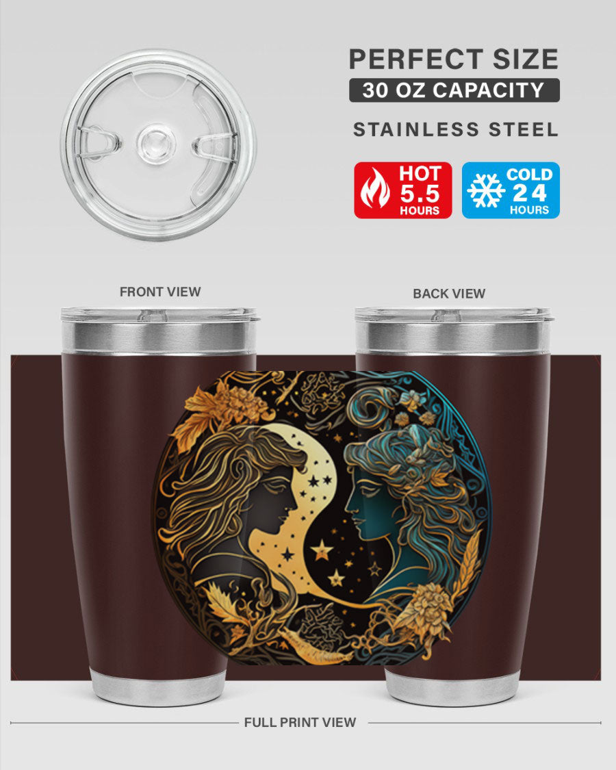 Gemini 216# 20oz Tumbler made of stainless steel with a sleek design, featuring a press-in lid and copper lining for insulation.