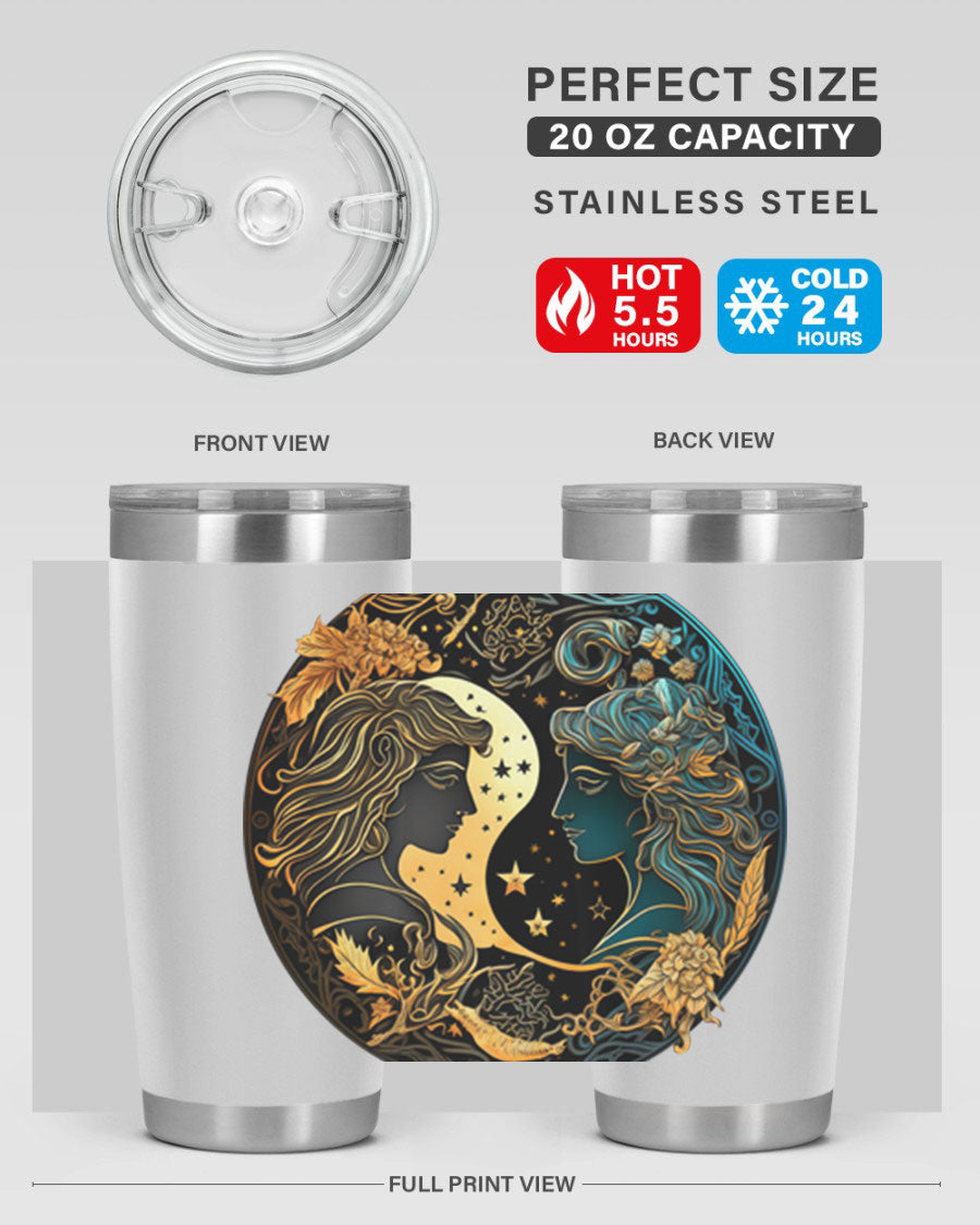 Gemini 216# 20oz Tumbler made of stainless steel with a sleek design, featuring a press-in lid and copper lining for insulation.