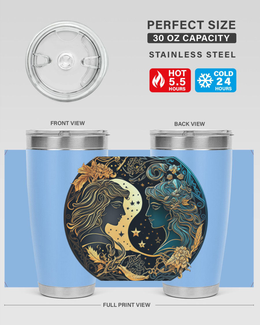 Gemini 216# 20oz Tumbler made of stainless steel with a sleek design, featuring a press-in lid and copper lining for insulation.