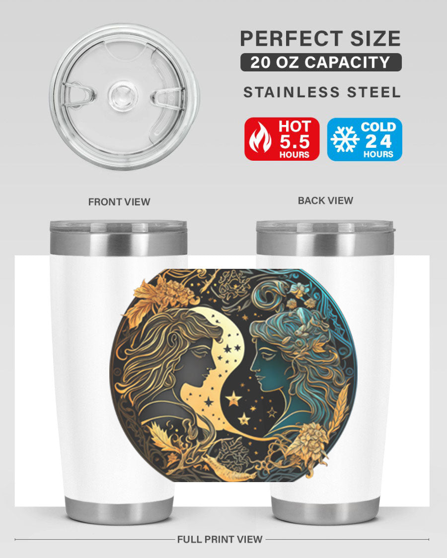 Gemini 216# 20oz Tumbler made of stainless steel with a sleek design, featuring a press-in lid and copper lining for insulation.