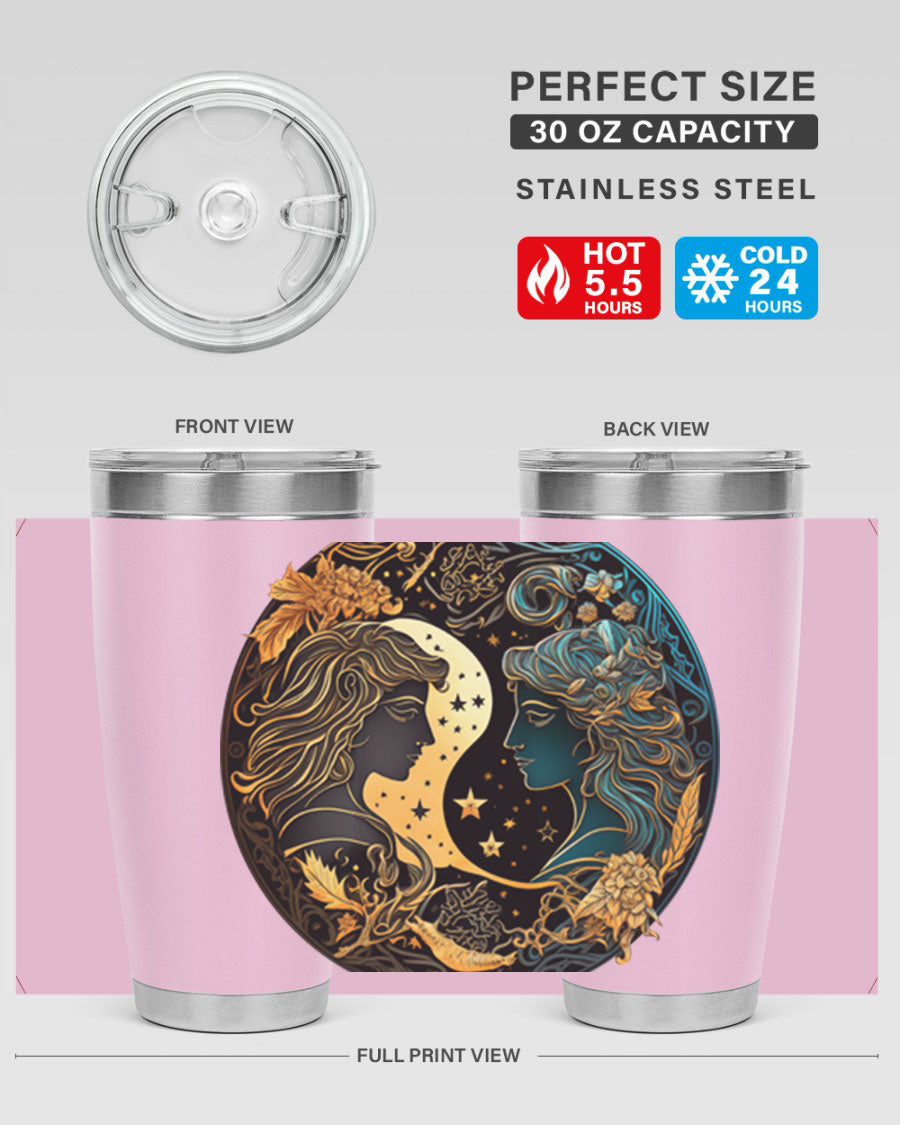 Gemini 216# 20oz Tumbler made of stainless steel with a sleek design, featuring a press-in lid and copper lining for insulation.