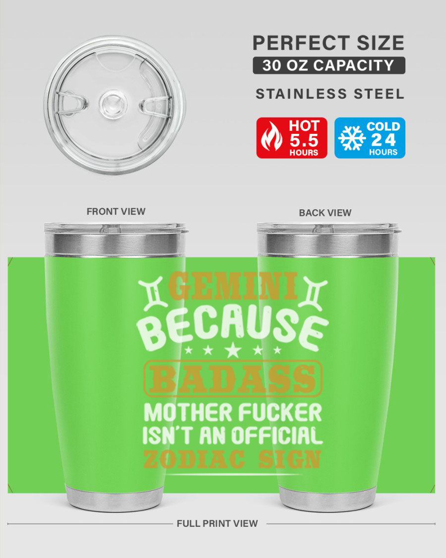 Gemini 218# Zodiac Tumbler in stainless steel with a stylish design, perfect for hot and cold beverages.