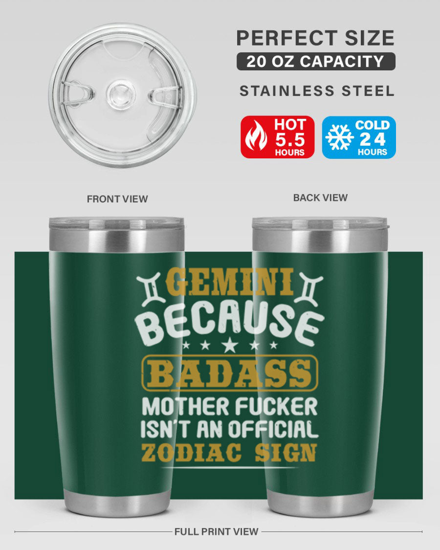 Gemini 218# Zodiac Tumbler in stainless steel with a stylish design, perfect for hot and cold beverages.