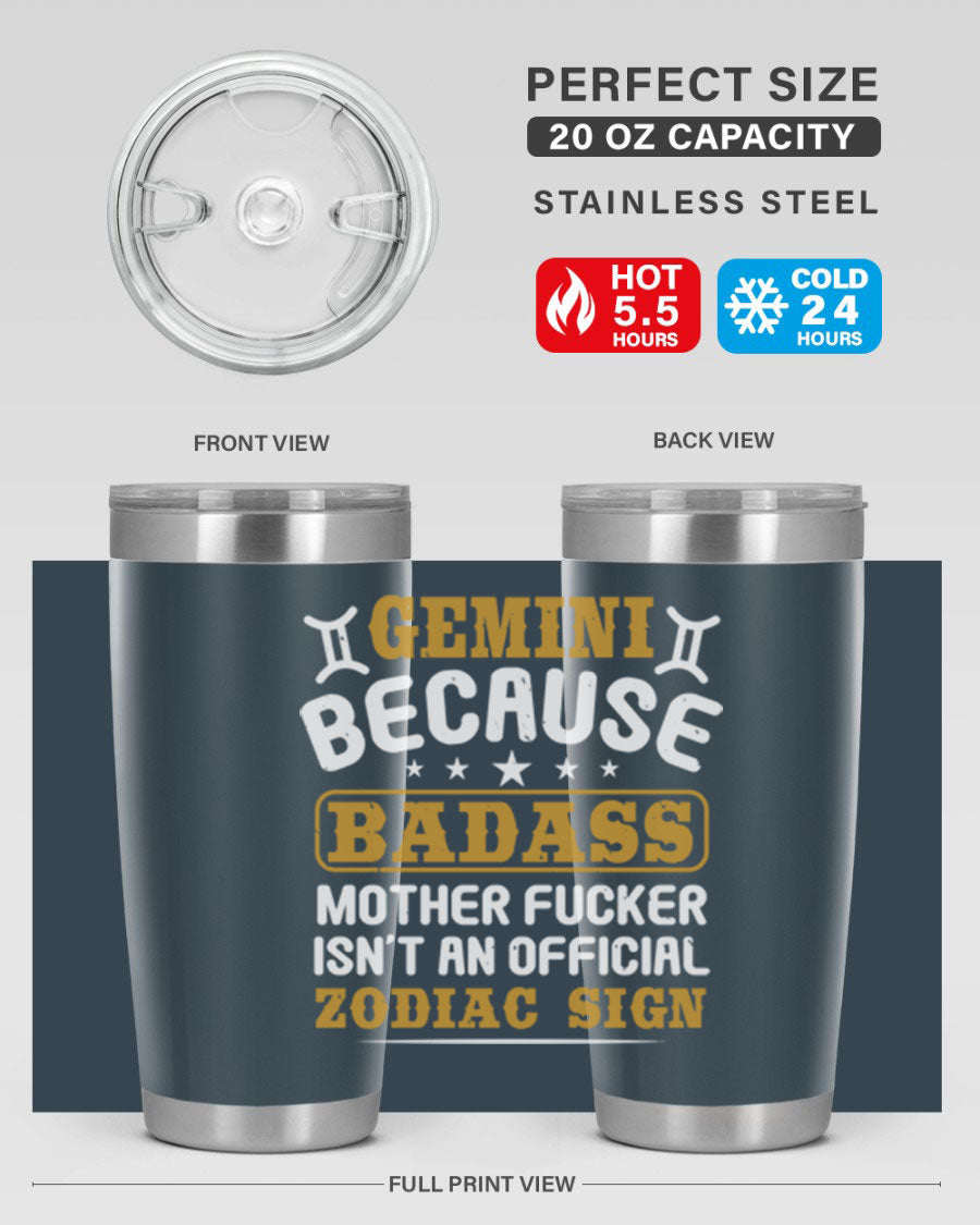 Gemini 218# Zodiac Tumbler in stainless steel with a stylish design, perfect for hot and cold beverages.