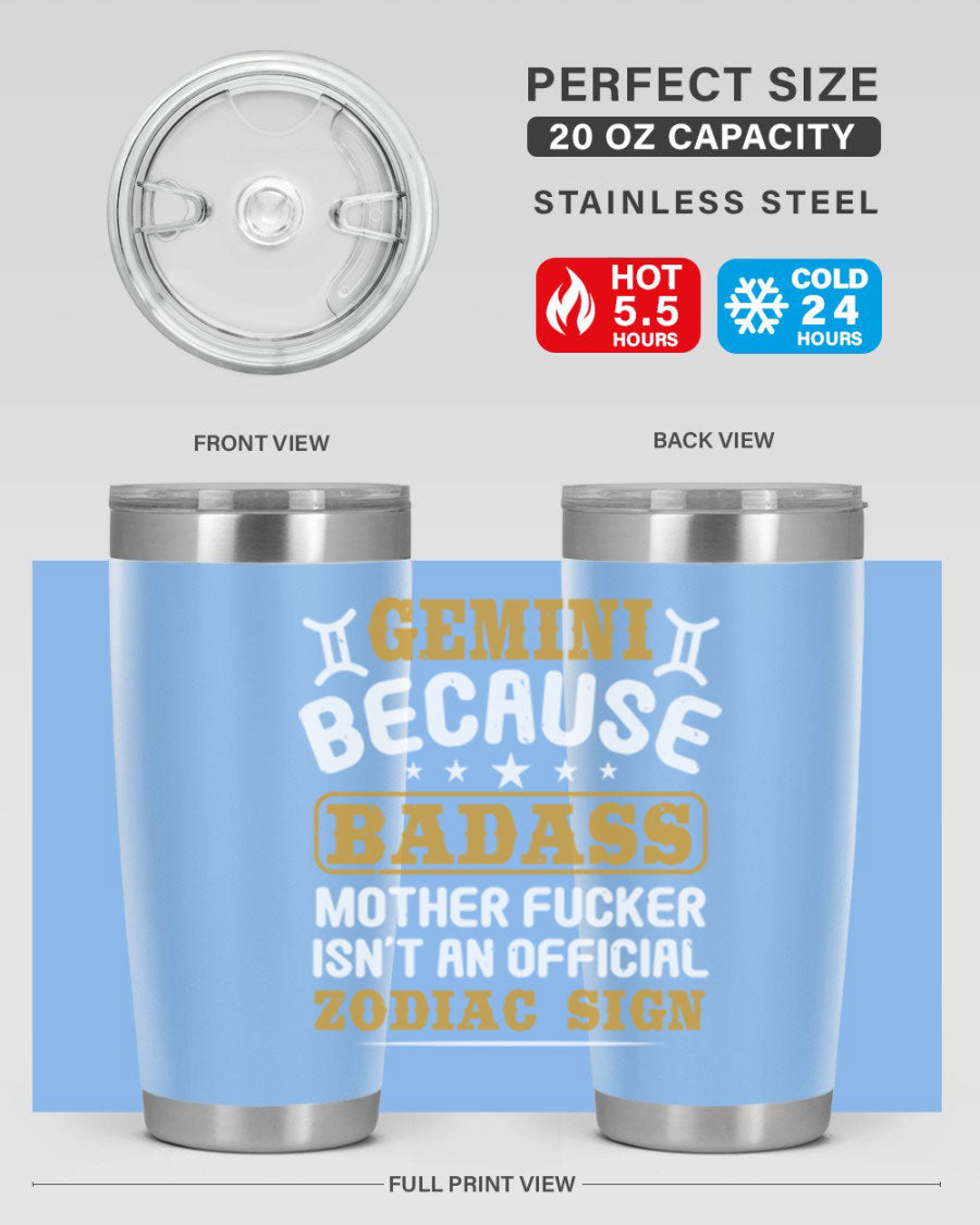 Gemini 218# Zodiac Tumbler in stainless steel with a stylish design, perfect for hot and cold beverages.