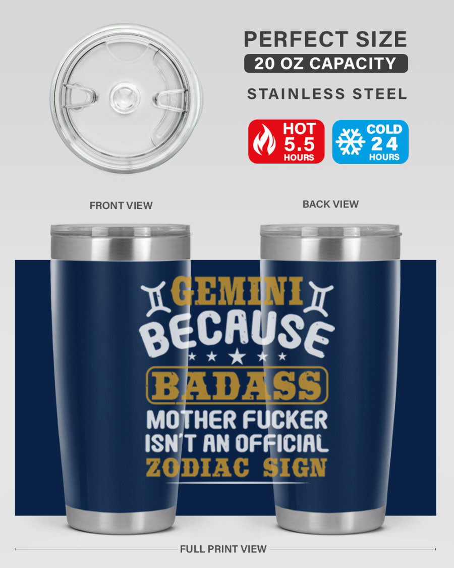Gemini 218# Zodiac Tumbler in stainless steel with a stylish design, perfect for hot and cold beverages.