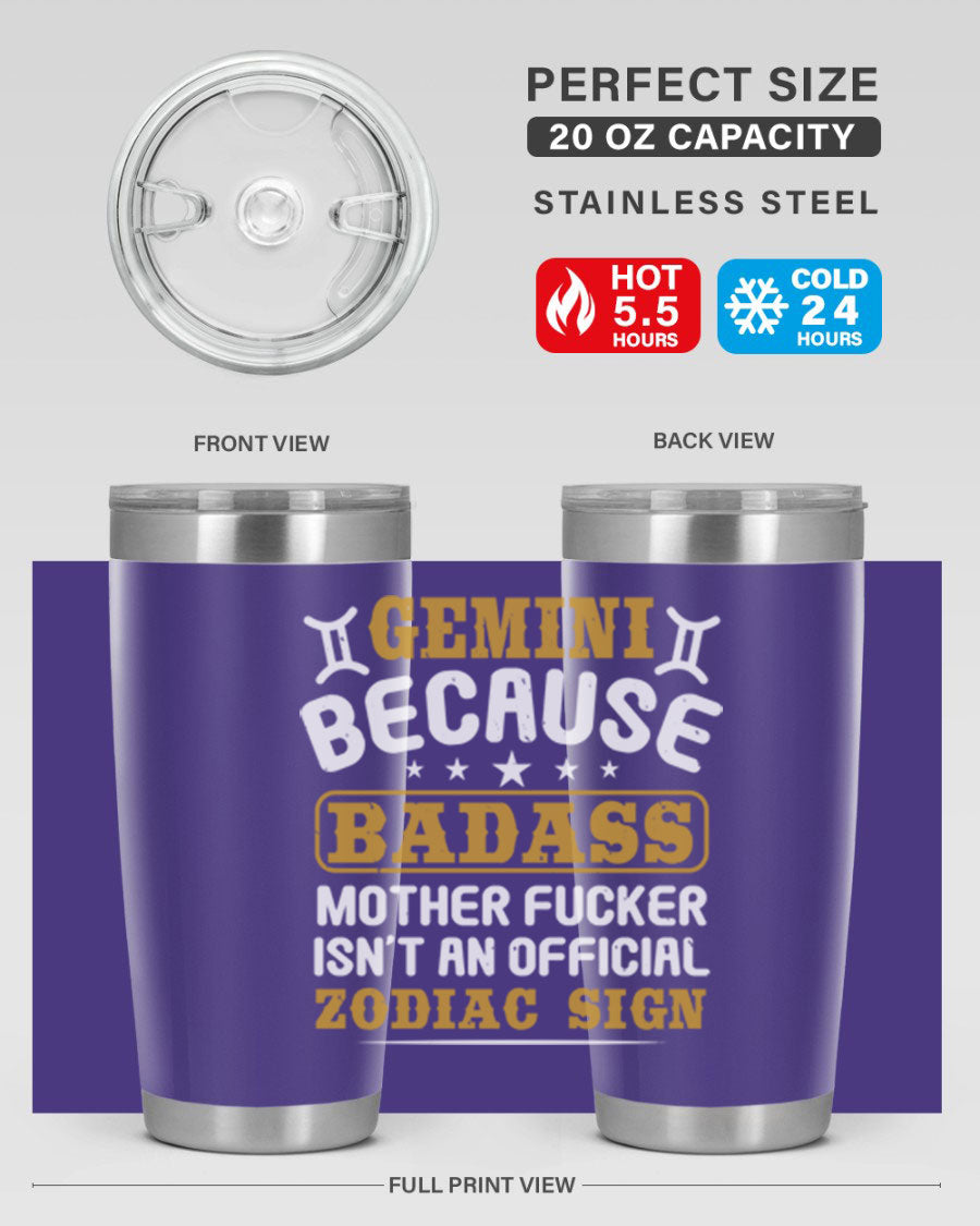 Gemini 218# Zodiac Tumbler in stainless steel with a stylish design, perfect for hot and cold beverages.