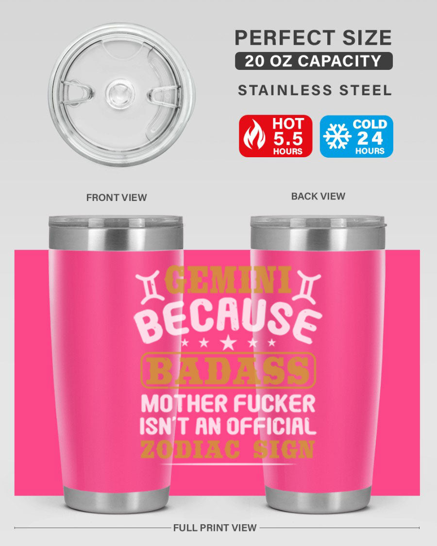 Gemini 218# Zodiac Tumbler in stainless steel with a stylish design, perfect for hot and cold beverages.