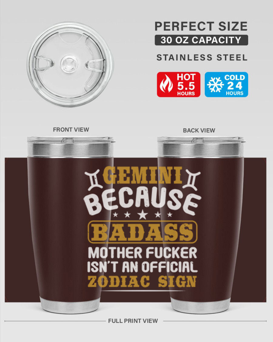 Gemini 218# Zodiac Tumbler in stainless steel with a stylish design, perfect for hot and cold beverages.