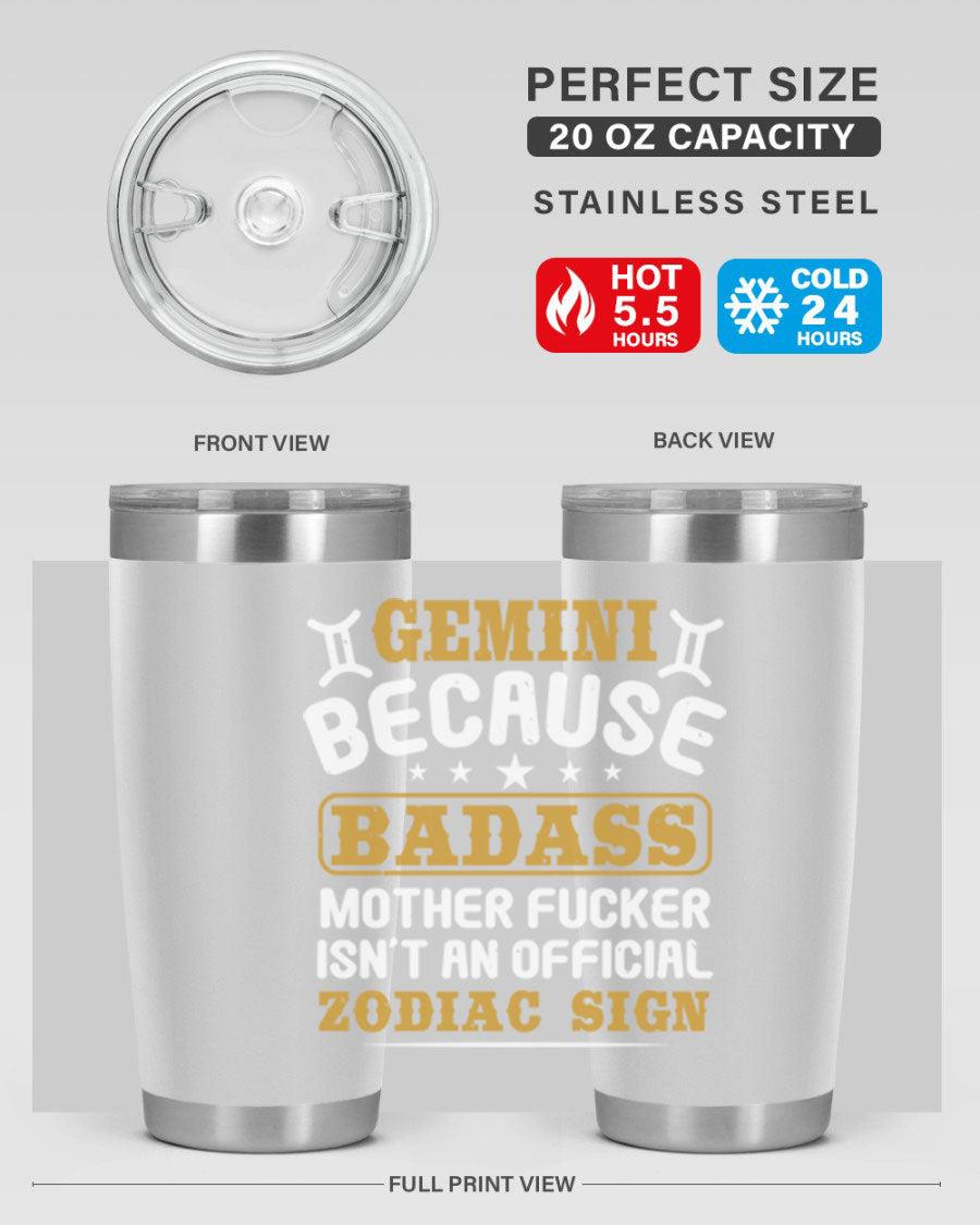Gemini 218# Zodiac Tumbler in stainless steel with a stylish design, perfect for hot and cold beverages.
