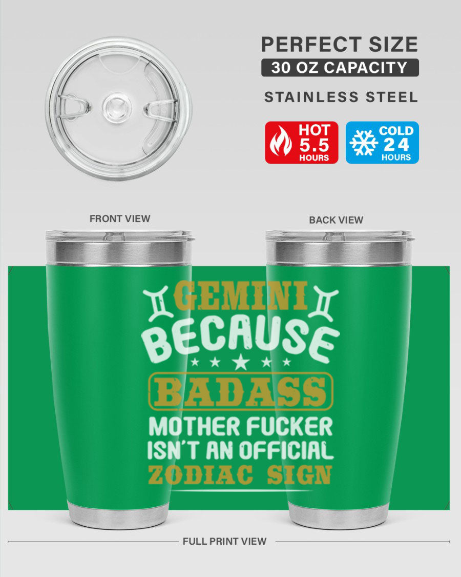 Gemini 218# Zodiac Tumbler in stainless steel with a stylish design, perfect for hot and cold beverages.