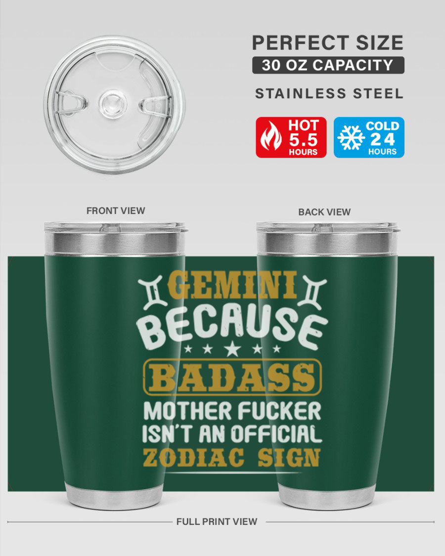 Gemini 218# Zodiac Tumbler in stainless steel with a stylish design, perfect for hot and cold beverages.