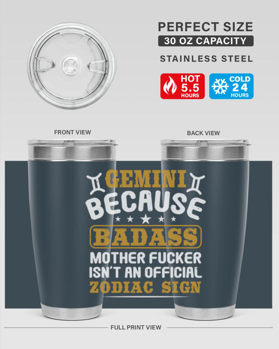 Gemini 218# Zodiac Tumbler in stainless steel with a stylish design, perfect for hot and cold beverages.
