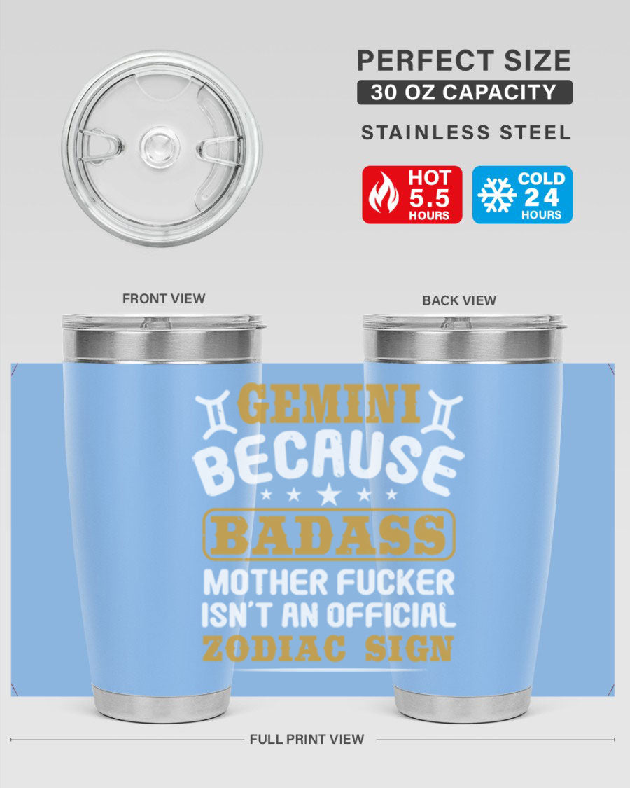 Gemini 218# Zodiac Tumbler in stainless steel with a stylish design, perfect for hot and cold beverages.