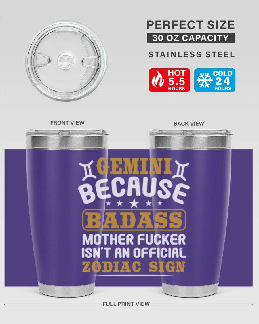 Gemini 218# Zodiac Tumbler in stainless steel with a stylish design, perfect for hot and cold beverages.