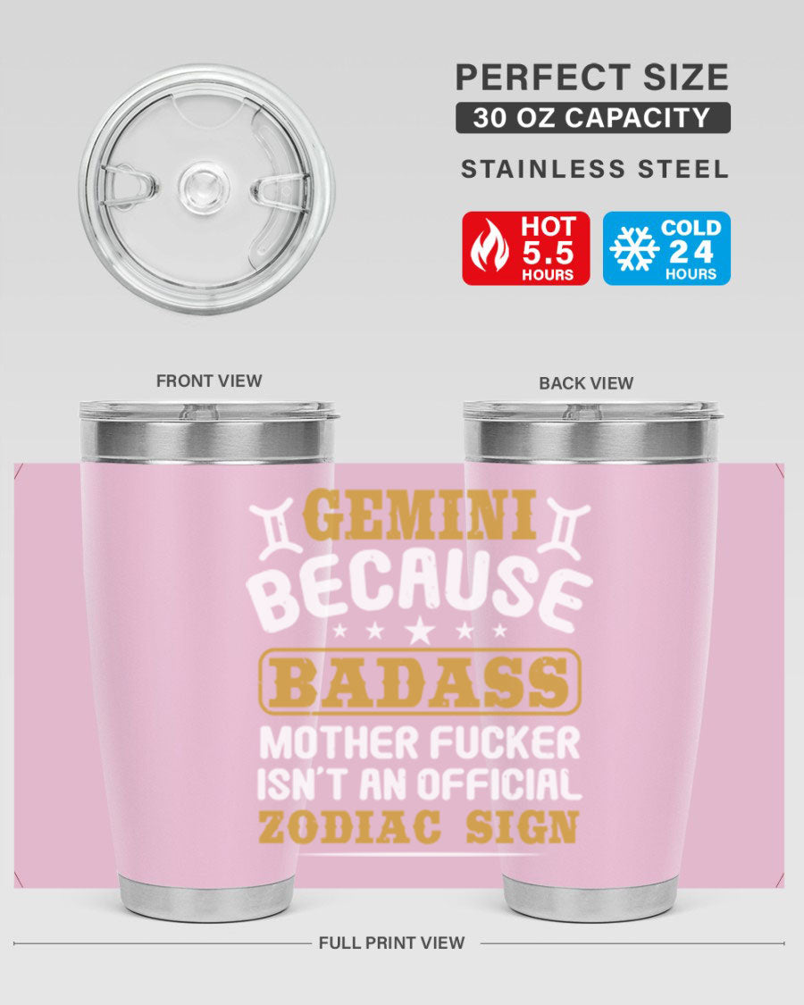 Gemini 218# Zodiac Tumbler in stainless steel with a stylish design, perfect for hot and cold beverages.