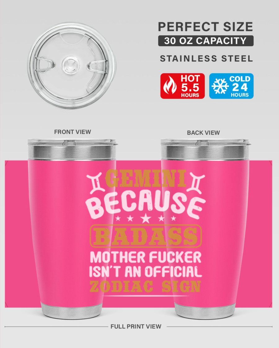 Gemini 218# Zodiac Tumbler in stainless steel with a stylish design, perfect for hot and cold beverages.