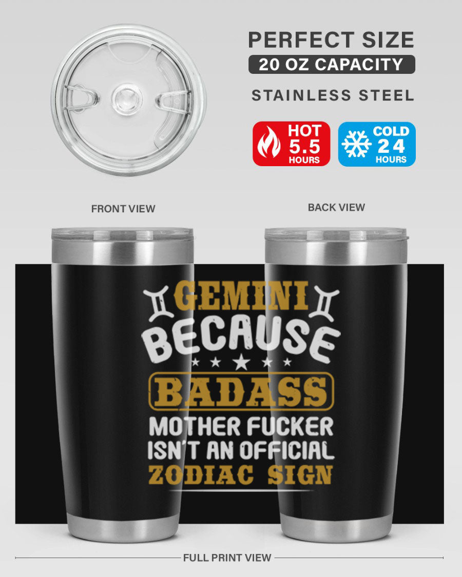 Gemini 218# Zodiac Tumbler in stainless steel with a stylish design, perfect for hot and cold beverages.