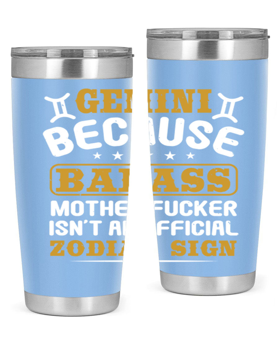Gemini 218# Zodiac Tumbler in stainless steel with a stylish design, perfect for hot and cold beverages.