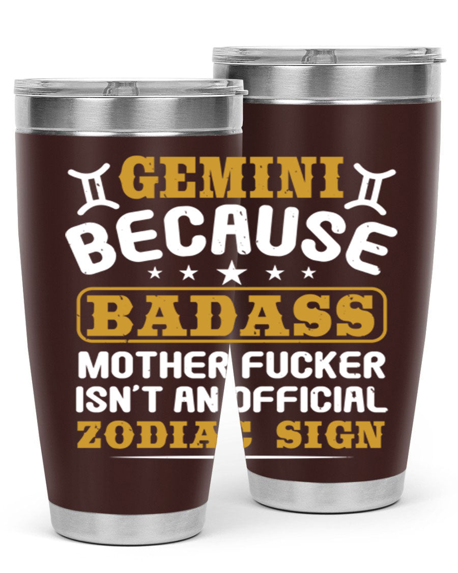 Gemini 218# Zodiac Tumbler in stainless steel with a stylish design, perfect for hot and cold beverages.