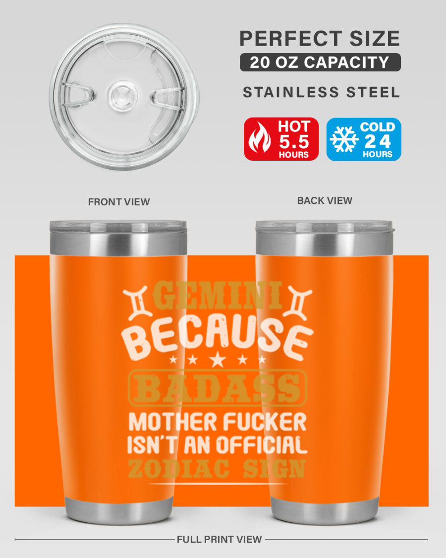 Gemini 218# Zodiac Tumbler in stainless steel with a stylish design, perfect for hot and cold beverages.