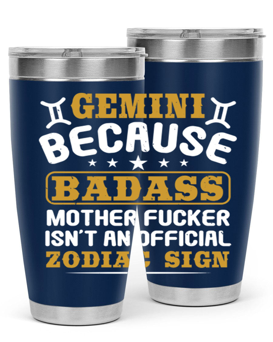 Gemini 218# Zodiac Tumbler in stainless steel with a stylish design, perfect for hot and cold beverages.