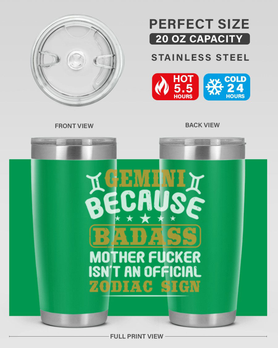 Gemini 218# Zodiac Tumbler in stainless steel with a stylish design, perfect for hot and cold beverages.