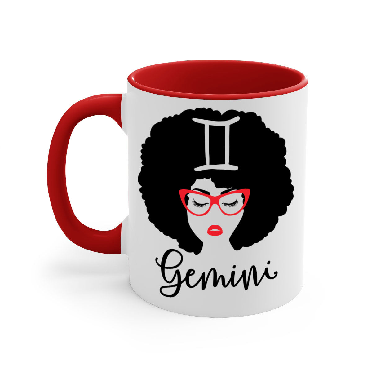 Gemini 235# Zodiac Mug with a glossy finish, featuring a colored handle and interior, available in multiple colors.