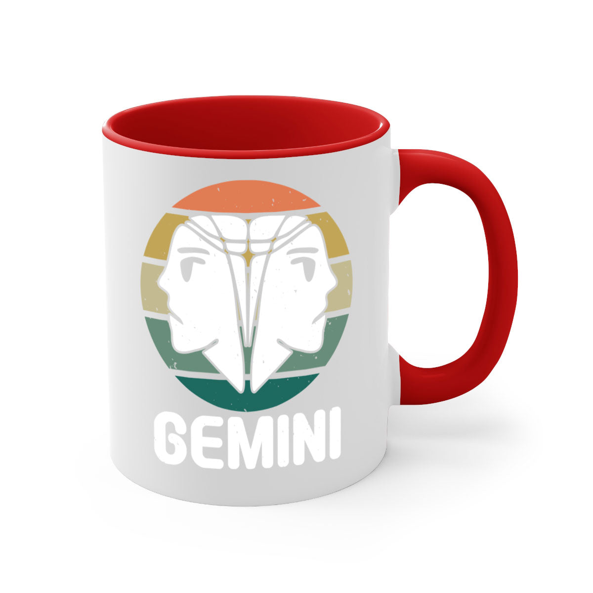Gemini 236# Zodiac Mug with a glossy finish, featuring a colored handle and interior, available in five vibrant colors.