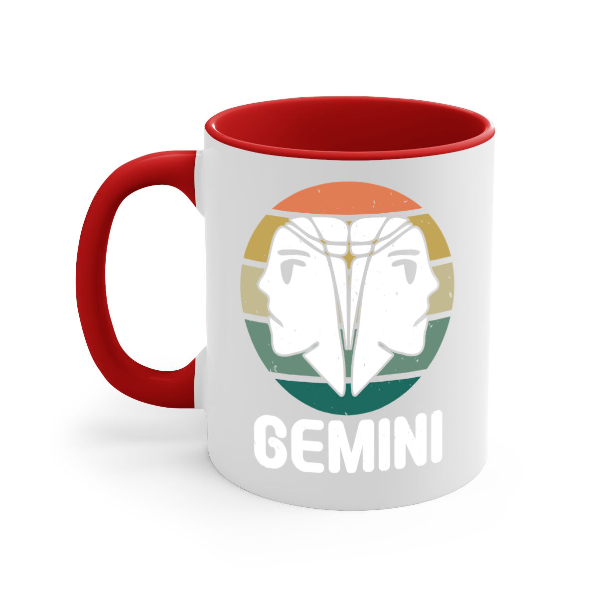 Gemini 236# Zodiac Mug with a glossy finish, featuring a colored handle and interior, available in five vibrant colors.