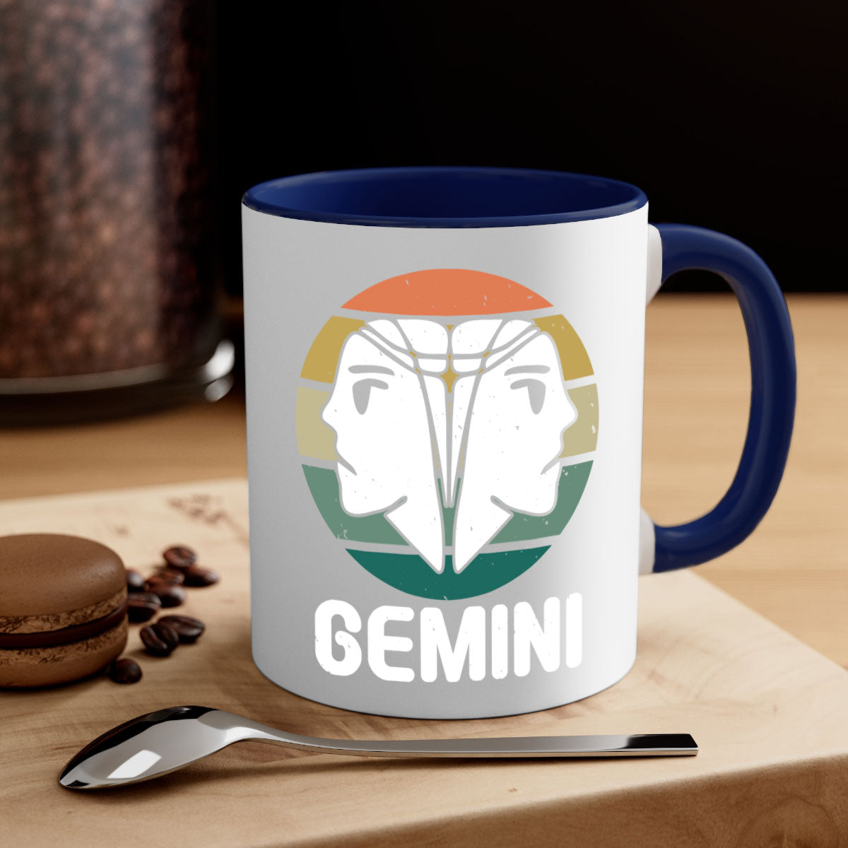 Gemini 236# Zodiac Mug with a glossy finish, featuring a colored handle and interior, available in five vibrant colors.