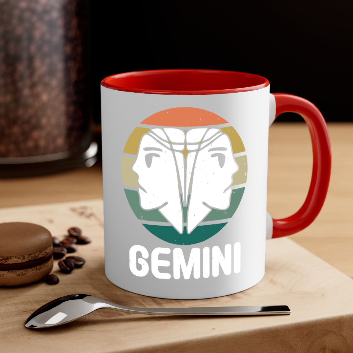 Gemini 236# Zodiac Mug with a glossy finish, featuring a colored handle and interior, available in five vibrant colors.
